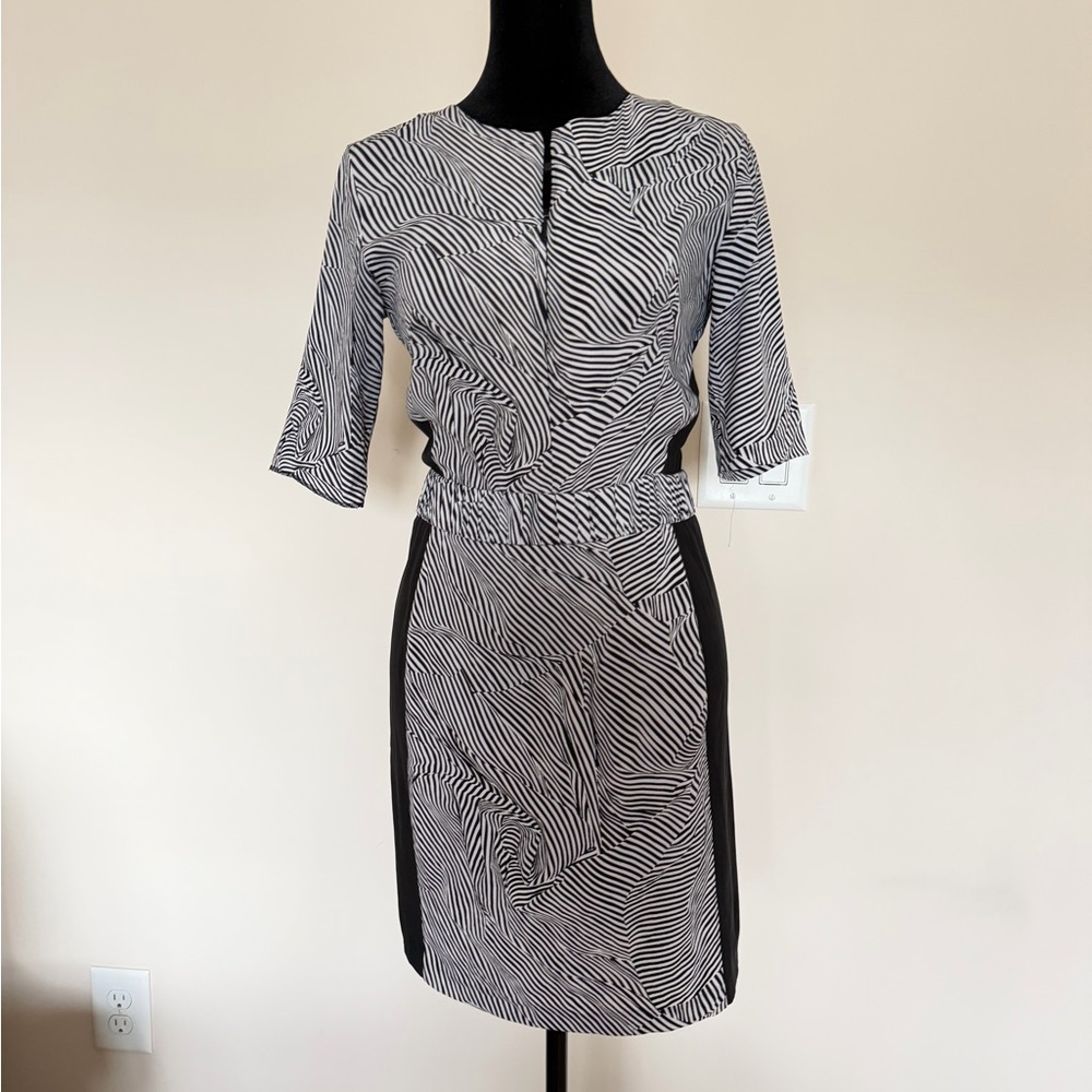 Armani Exchange Black and White Patterned Mini Dress